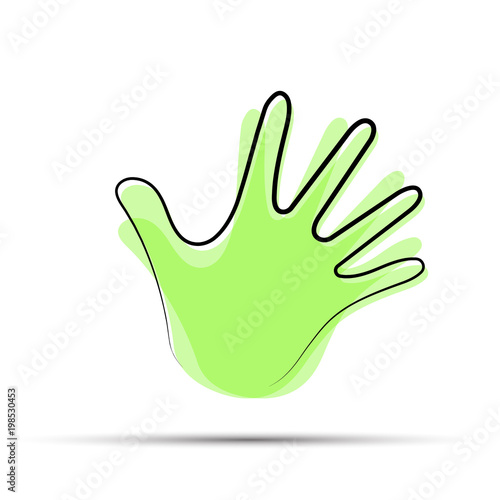 Green hand icon with shadow
