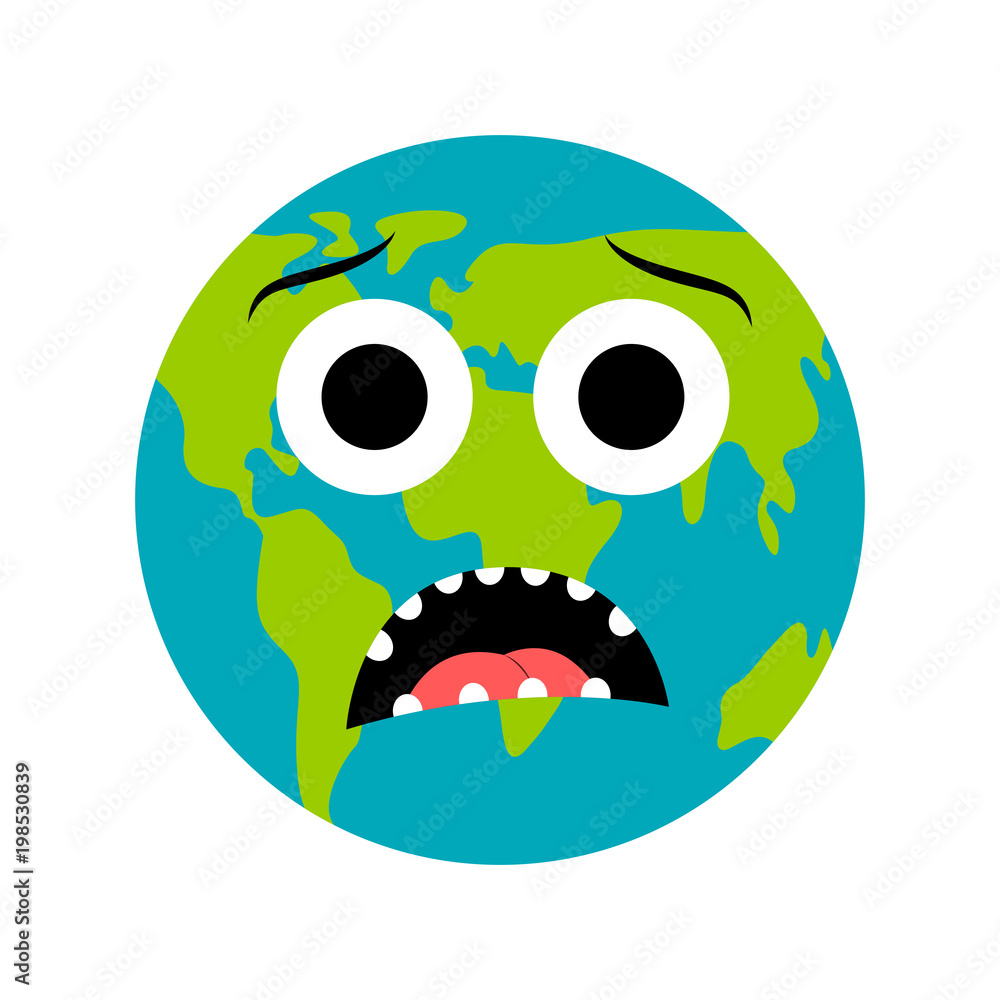 Fototapeta premium Sad earth emote. Earth day