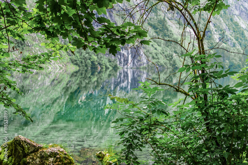 Great summer panorama of the Obersee lake. Green morning scene of Swiss Alps  Nafels village location  Switzerland  Europe. Beauty of nature concept background.