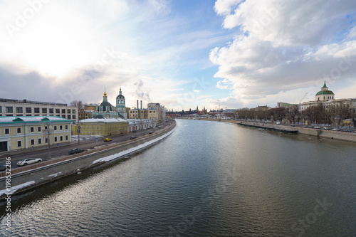 Spring Moscow image. Beauty wide sky in last sun rays. © Yury and Tanya