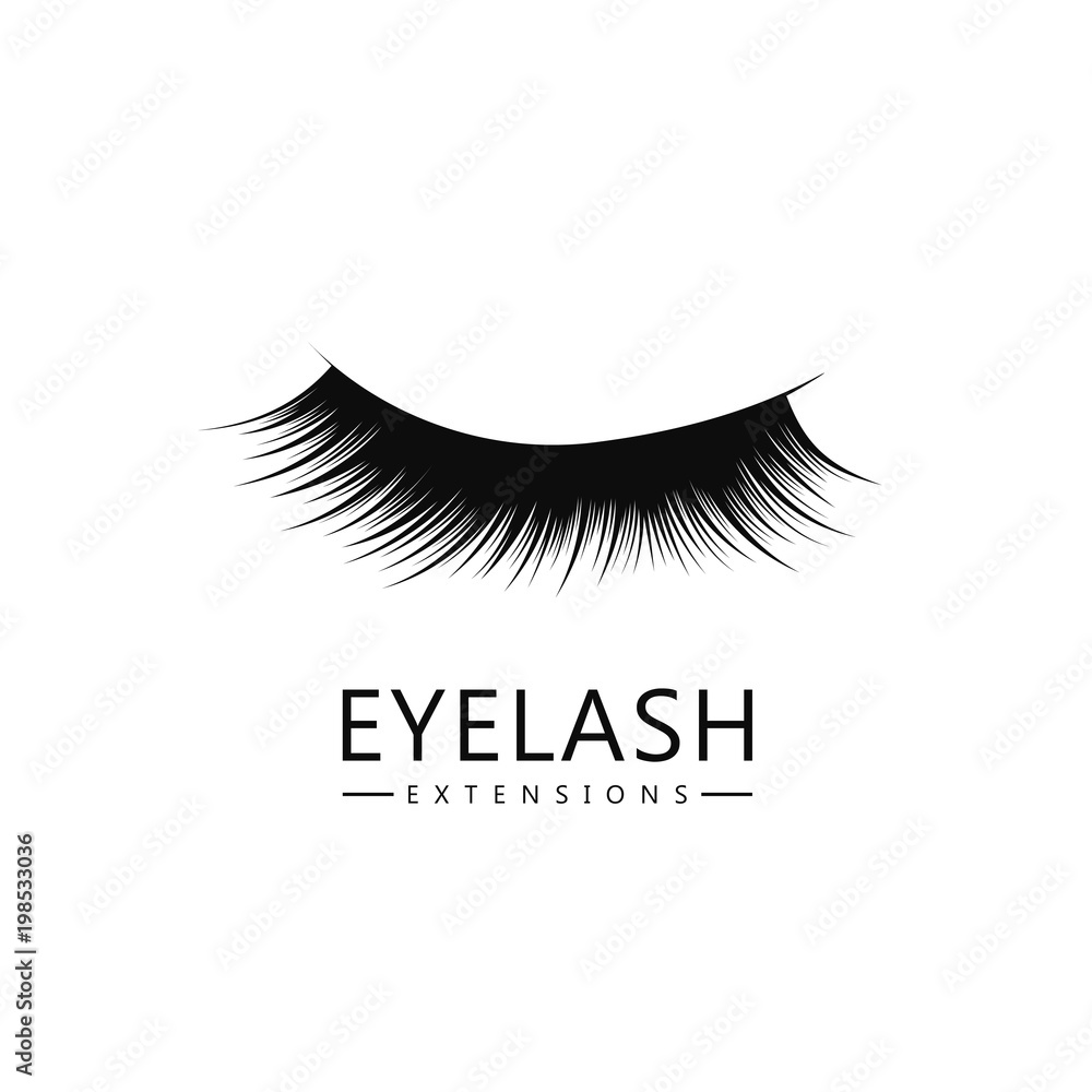 Eyelash logo template, Eyelash extension concept. Lush black lashes on  white background for makeup and cosmetic industry vector de Stock | Adobe  Stock