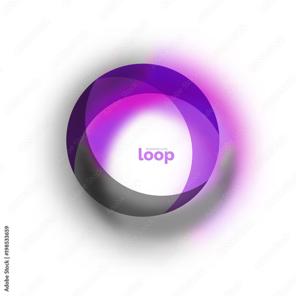 Loop circle business icon, created with glass transparent color shapes