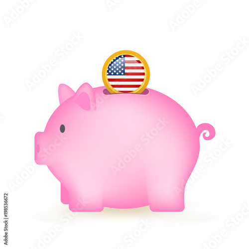 American Flag Coin Piggy Bank Savings