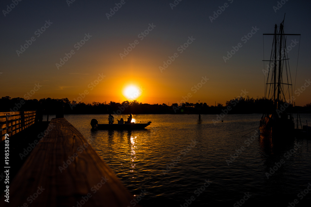 Florida fishermen at sunset