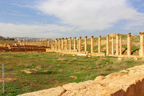 Columns in ancient city of Jerash Jordan