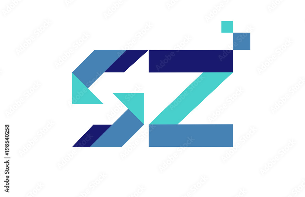 SZ Digital Ribbon Letter Logo SZ Digital Ribbon Letter Logo