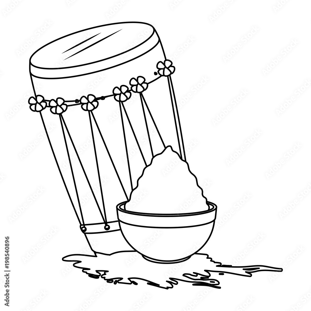 holy drum with color powder in pot holy drum with color powder in pot