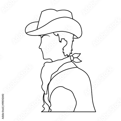 line horse rider with hat and kerchief design