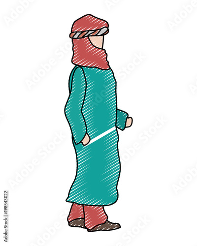 doodle arabic man with turban and robe design