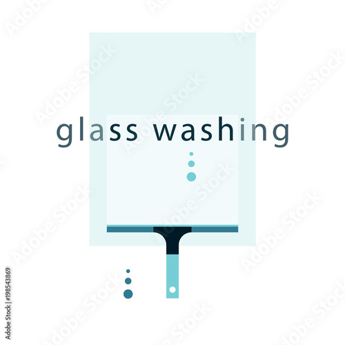 Window cleaning icon. Washing the windshield. Cleaning service concept. Vector illustration in flat style.