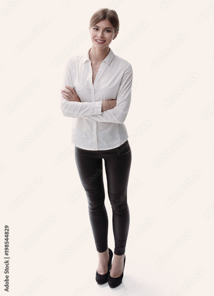 in full growth. portrait of young business lady. i in full growth. portrait of young business lady. i