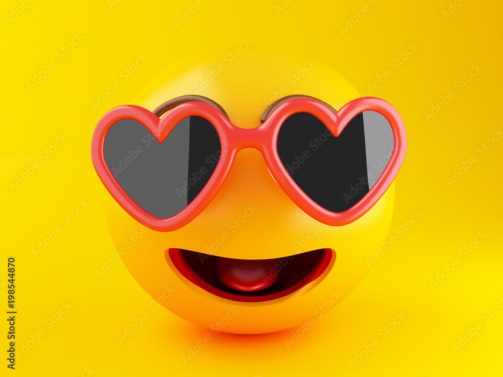 Fototapeta 3d Emoji with sunglasses. Summer vacation concept.