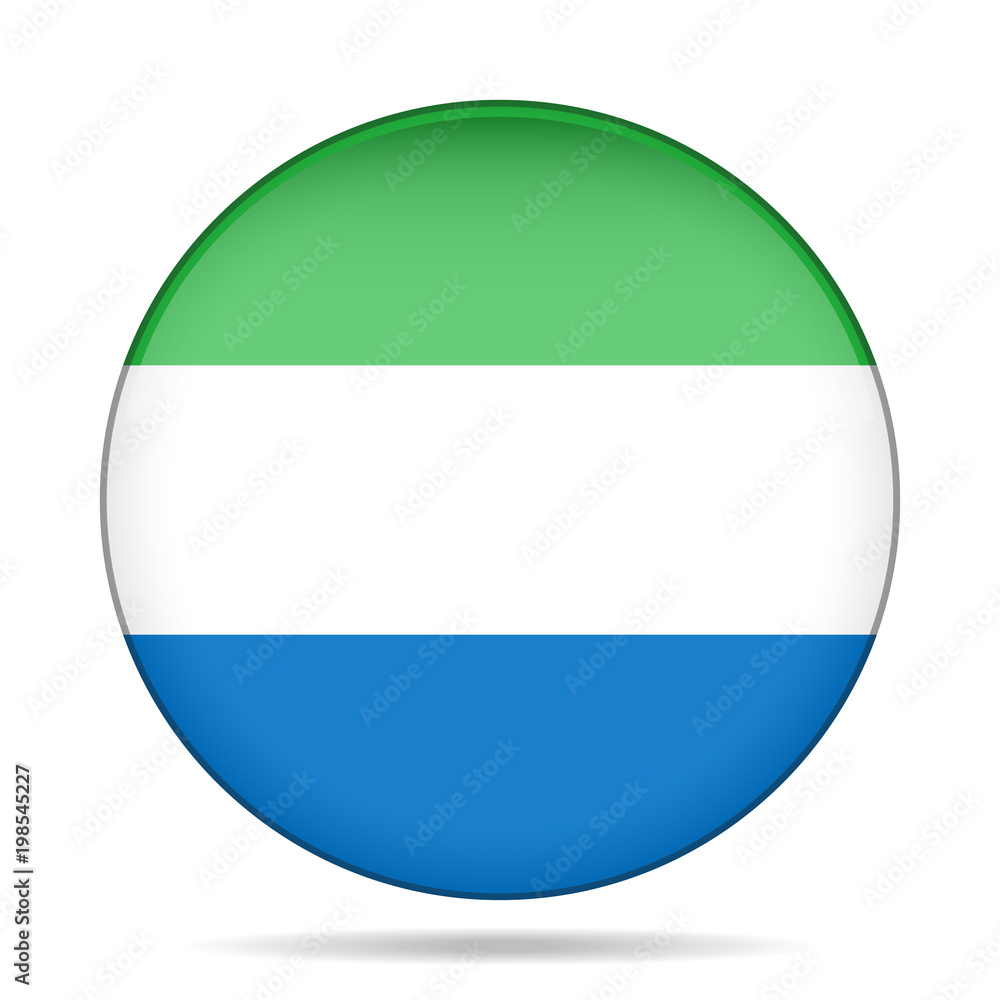 Flag of Sierra Leone. Shiny round button. Flag of Sierra Leone. Shiny round button.