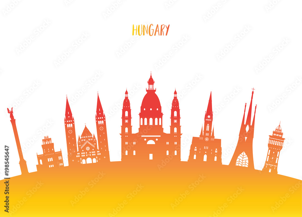 Hungary Landmark Global Travel And Journey paper background. Vector Design Template.used for your advertisement, book, banner, template, travel business or presentation.