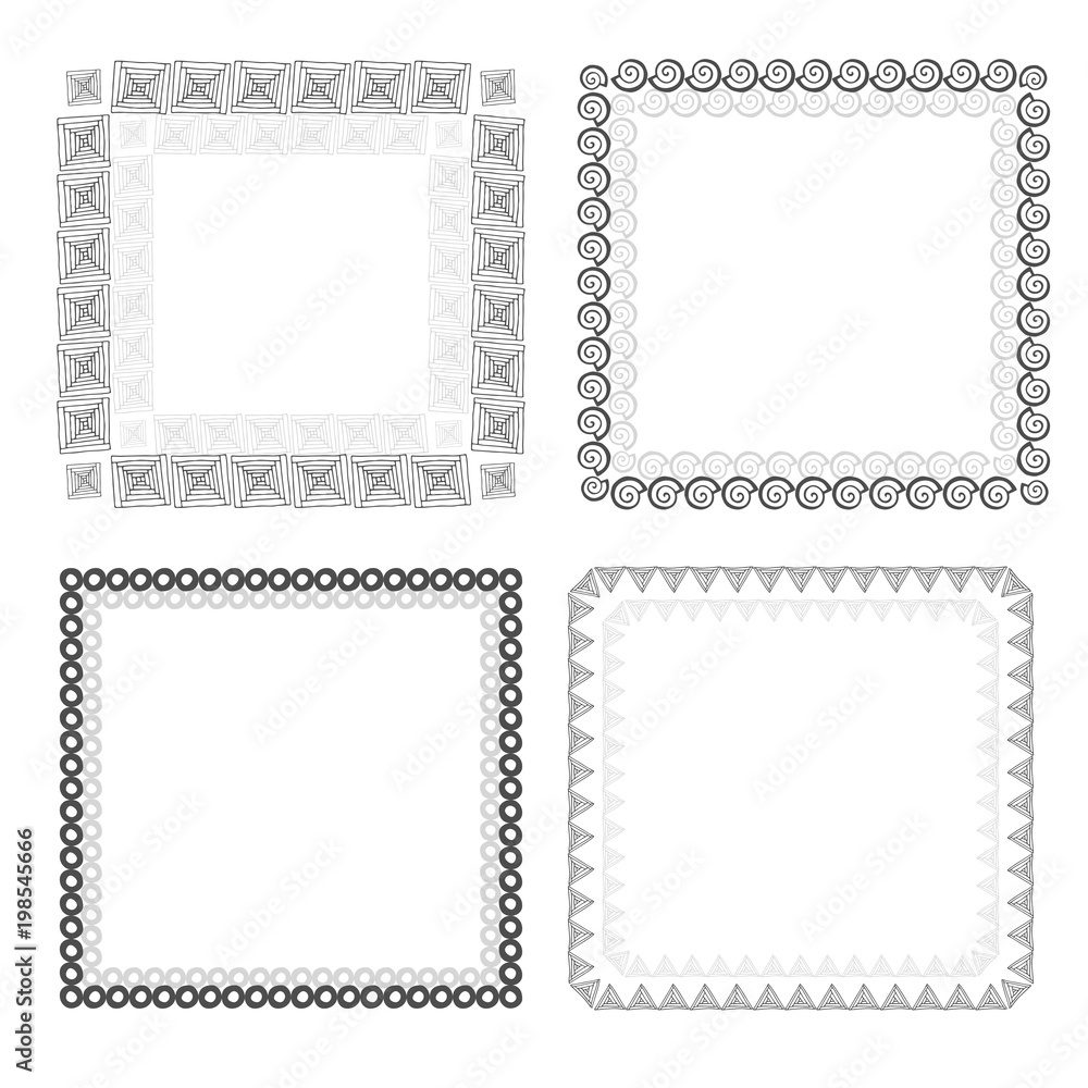 Hand drawn geometric frame. Vector decorative background. Hand drawn geometric frame. Vector decorative background.
