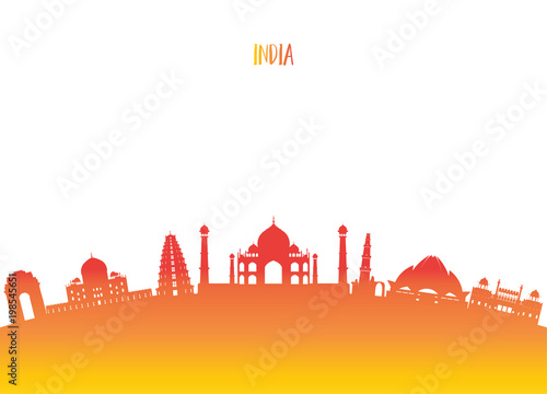 India Landmark Global Travel And Journey paper background. Vector Design Template.used for your advertisement, book, banner, template, travel business or presentation.
