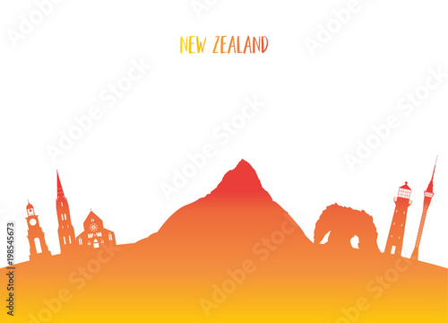 New Zeland Landmark Global Travel And Journey paper background. Vector Design Template.used for your advertisement  book  banner  template  travel business or presentation.