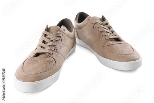 Casual male shoes on white background