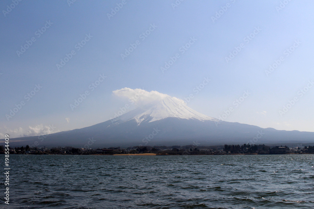 Mount Fuji as seen from Lake Kawaguchi
