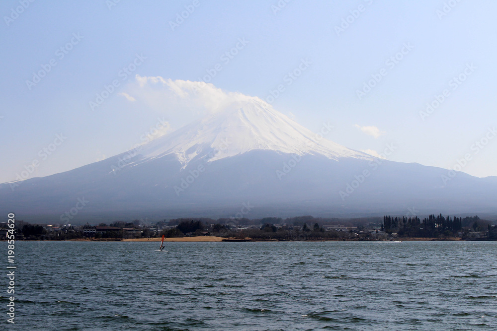 Mount Fuji as seen from Lake Kawaguchi