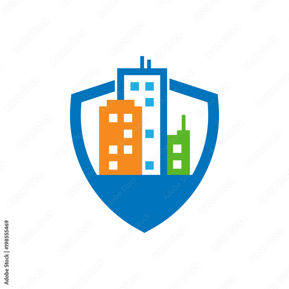 Naklejka premium City Shield Logo Icon Design
