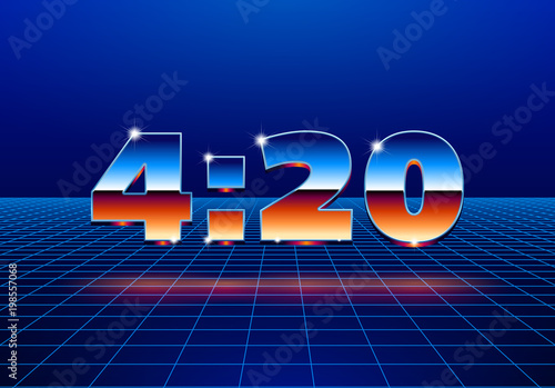 4:20 sign with retro styled chrome digits
