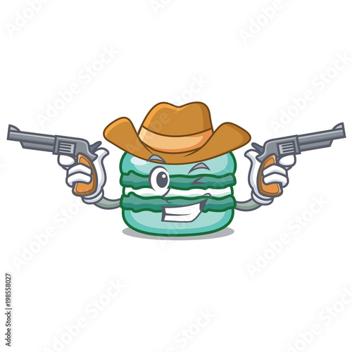 Cowboy macaron character cartoon style