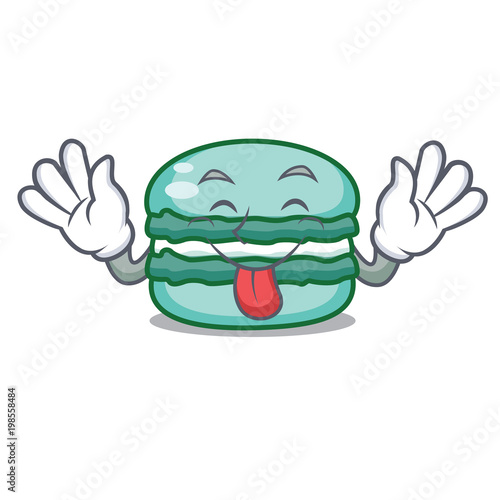Tongue out macaron character cartoon style
