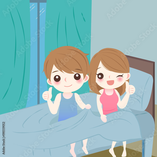 cartoon couple on the bed