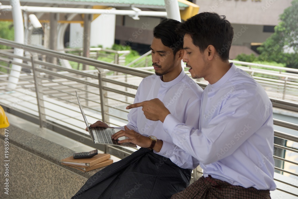 Myanmar businessmen concept of discussing with copy space for background Myanmar businessmen concept of discussing with copy space for background