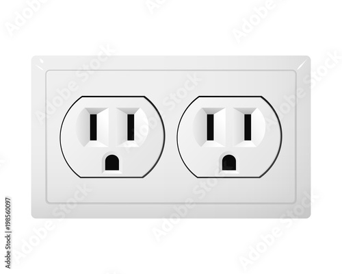 Dual electrical socket Type B. Power plug vector illustration. Realistic receptacle from Canada.