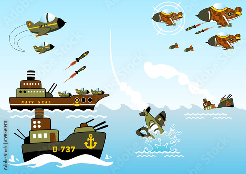 Sea war cartoon vector. Eps 10