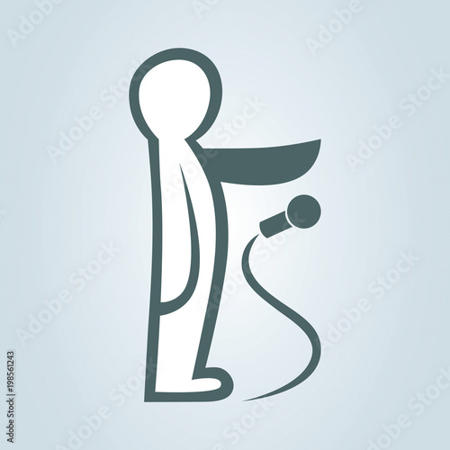 Drop the mic metaphor symbol, icon. Design element