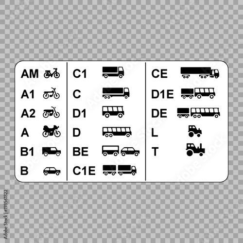 Driver's licenses symbols