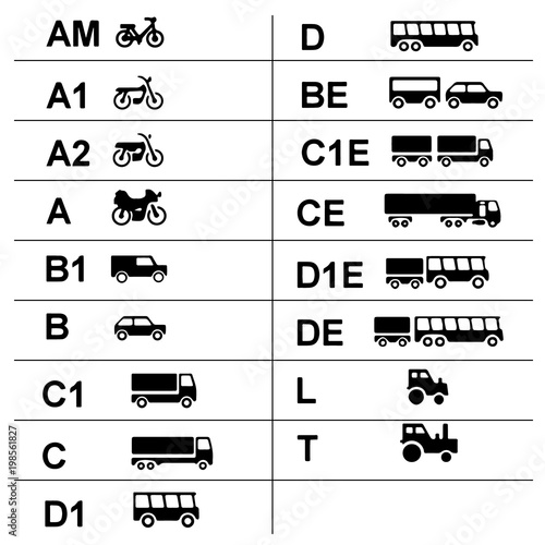 Driver's licenses symbols