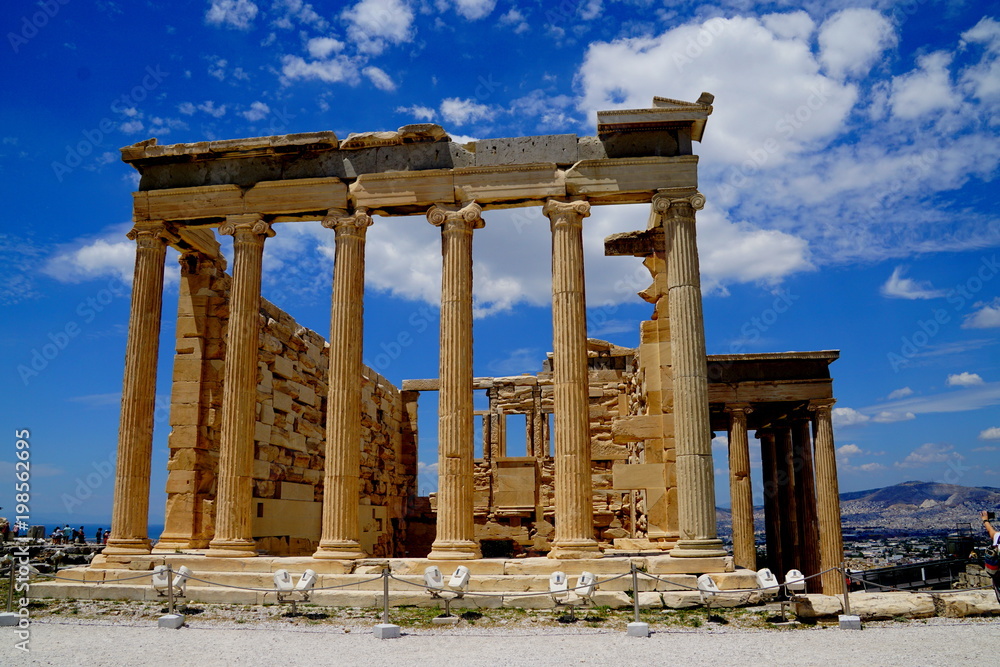 Ancient columns, ruins in Acropolis Athens Greece.