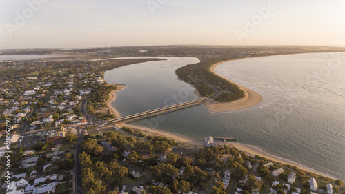 Aerial view of Barwon Heads Town in Victoria, Australia photo