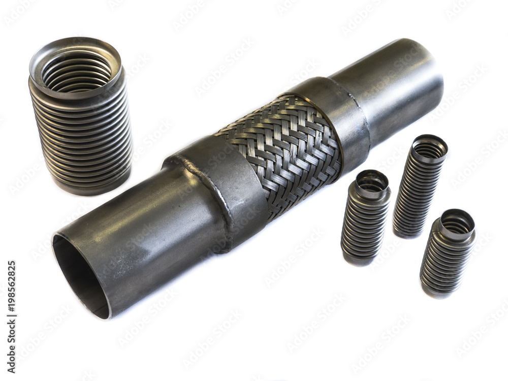 Sylphons and compensator pipe isolated on white background Sylphons and compensator pipe isolated on white background