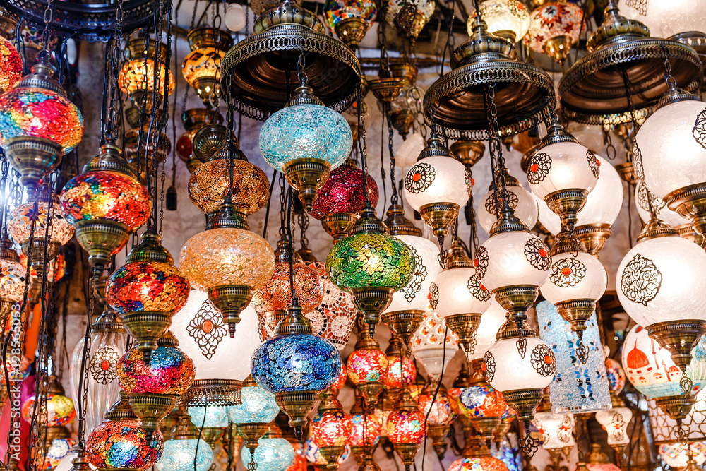 lamps for sale on Grand Bazaar at Istanbul, Turkey