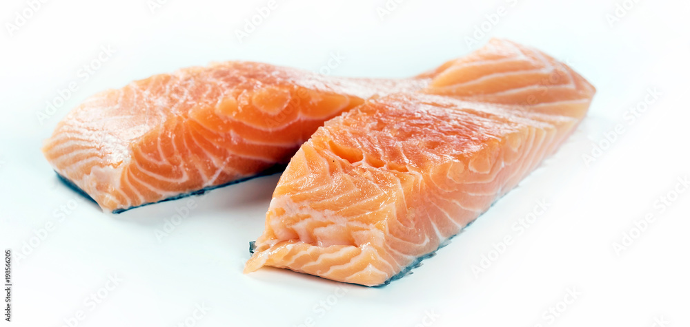 Fillet of salmon isolated on white background