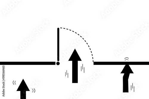 Silhouette arrow up, direction for the exit, vector illustration