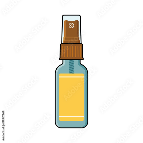 Empty spray bottle with plastic cap, blank label