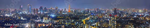 Obraz na płótnie Nocna panorama miasta Tokio 