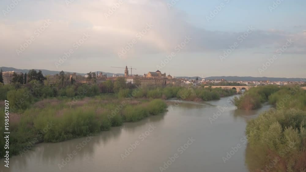 Aerial view of Guadalquivir river and Cordoba Aerial view of Guadalquivir river and Cordoba