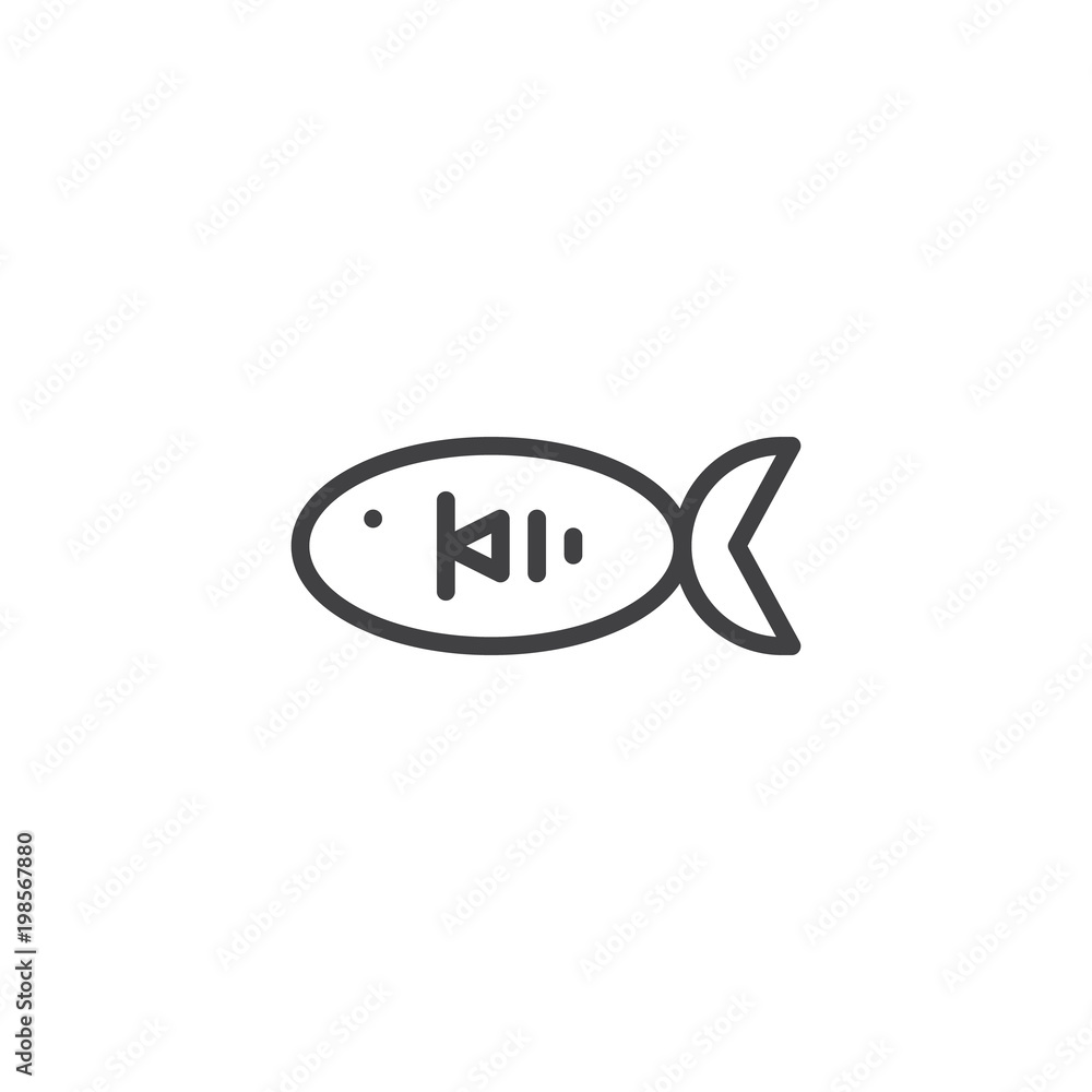 Fish food outline icon. linear style sign for mobile concept and web design. Cooked fish line vector icon. Symbol, logo illustration. Pixel perfect vector graphics Fish food outline icon. linear style sign for mobile concept and web design. Cooked fish line vector icon. Symbol, logo illustration. Pixel perfect vector graphics