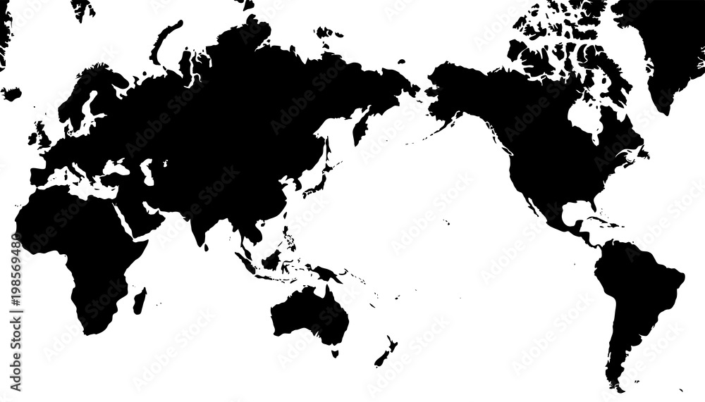 Fototapeta Wektorowa światowa mapa odizolowywająca na białym tle