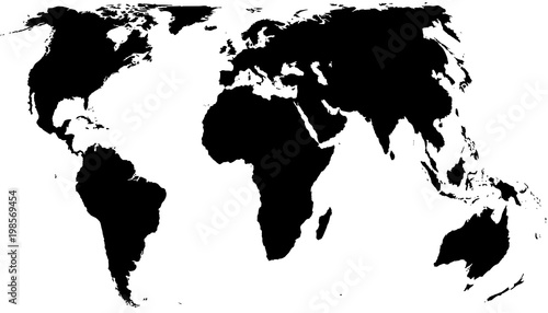 Vector world map isolated on white background