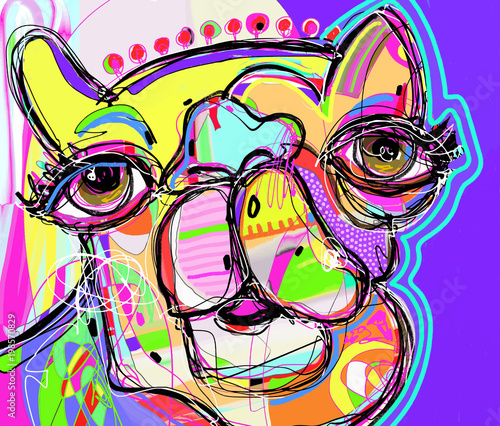 original digital painting of camel portrait - perfect to interio