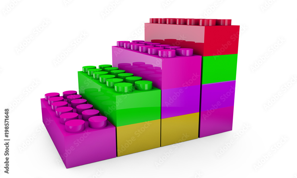 Fototapeta premium colorful building blocks isolated on white 3d render
