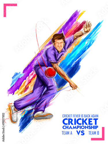 Bowler bowling in cricket championship sports
